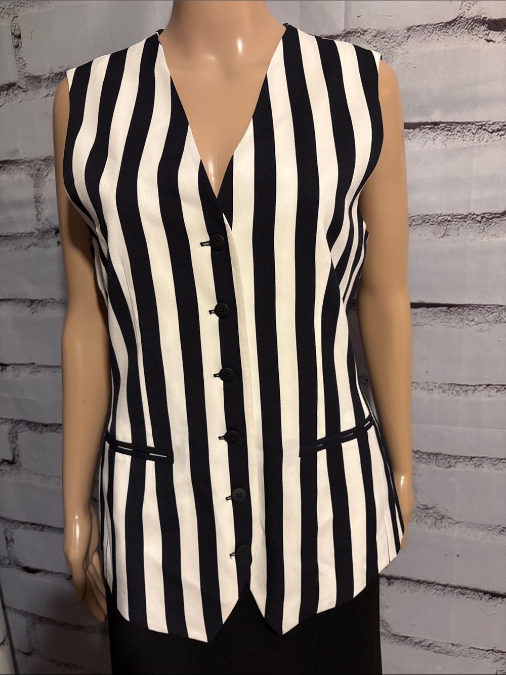 Vintage Dana Buchman Striped Lined Vest Size